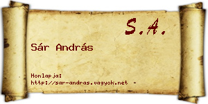 Sár András névjegykártya